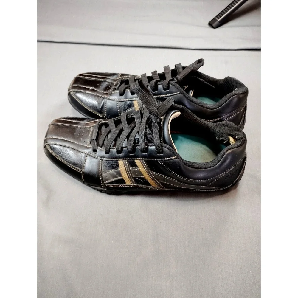 Skechers Men 11 Citywalk Malton Oxford Sneaker Black Tan Stripe Preppy Athletic*